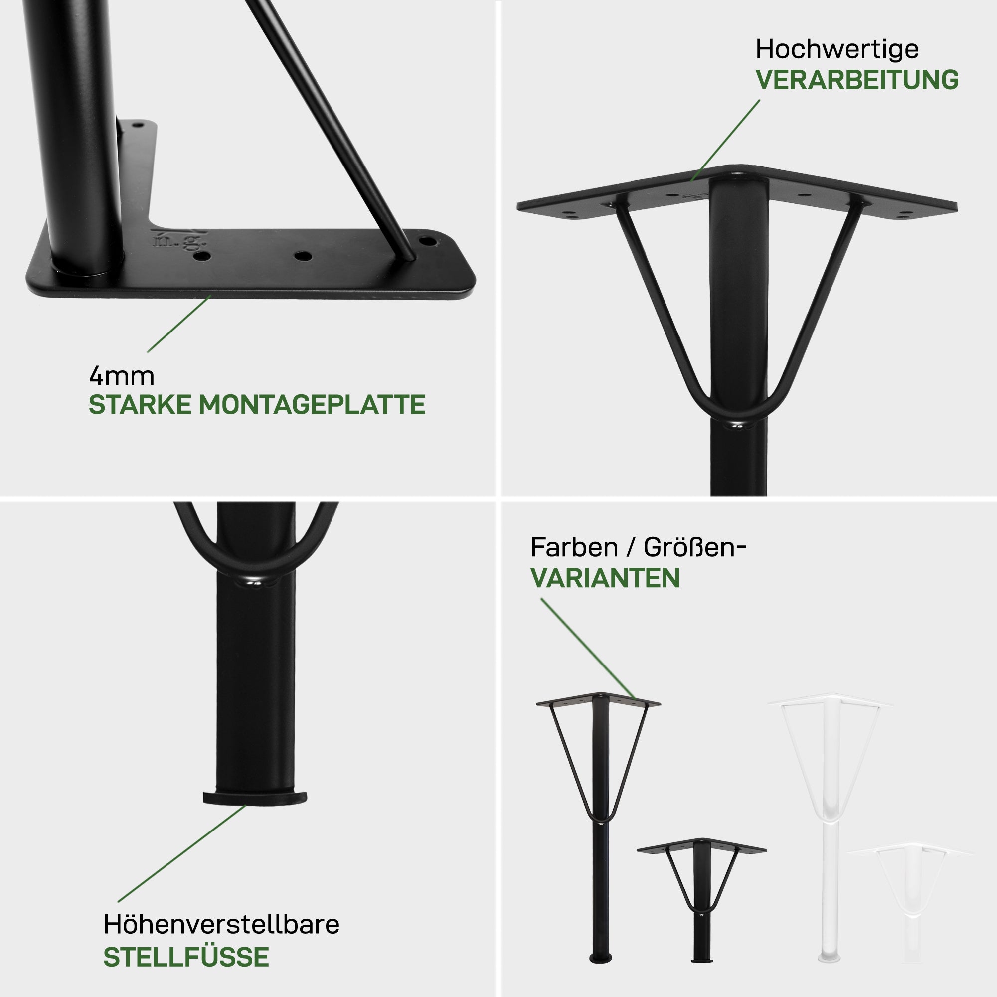 Set of 4 furniture feet V-PIPE