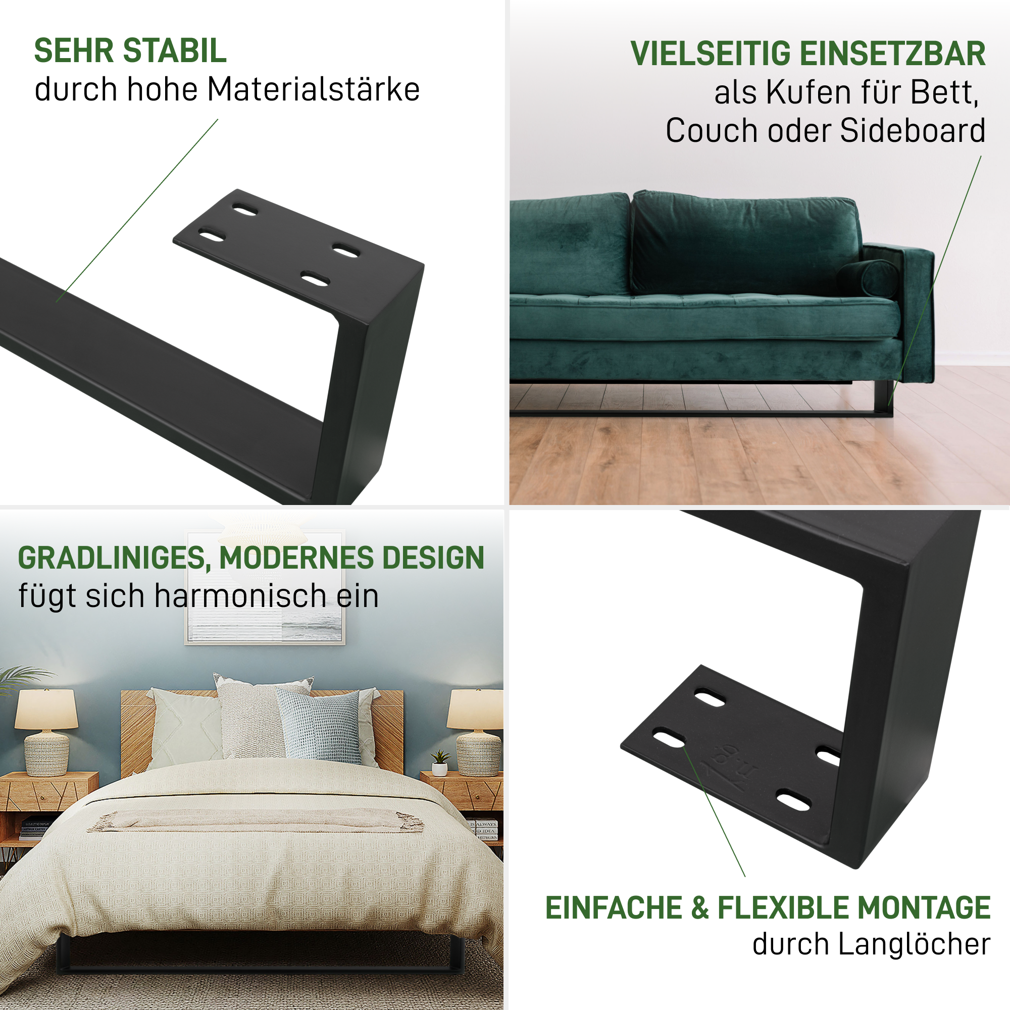 2er Set Bettkufen RECHTECK