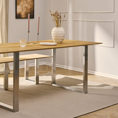 Set of 2 furniture runners RECHTECK - stainless steel