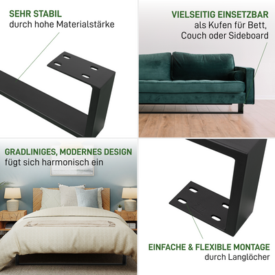 2er Set Bettkufen RECHTECK