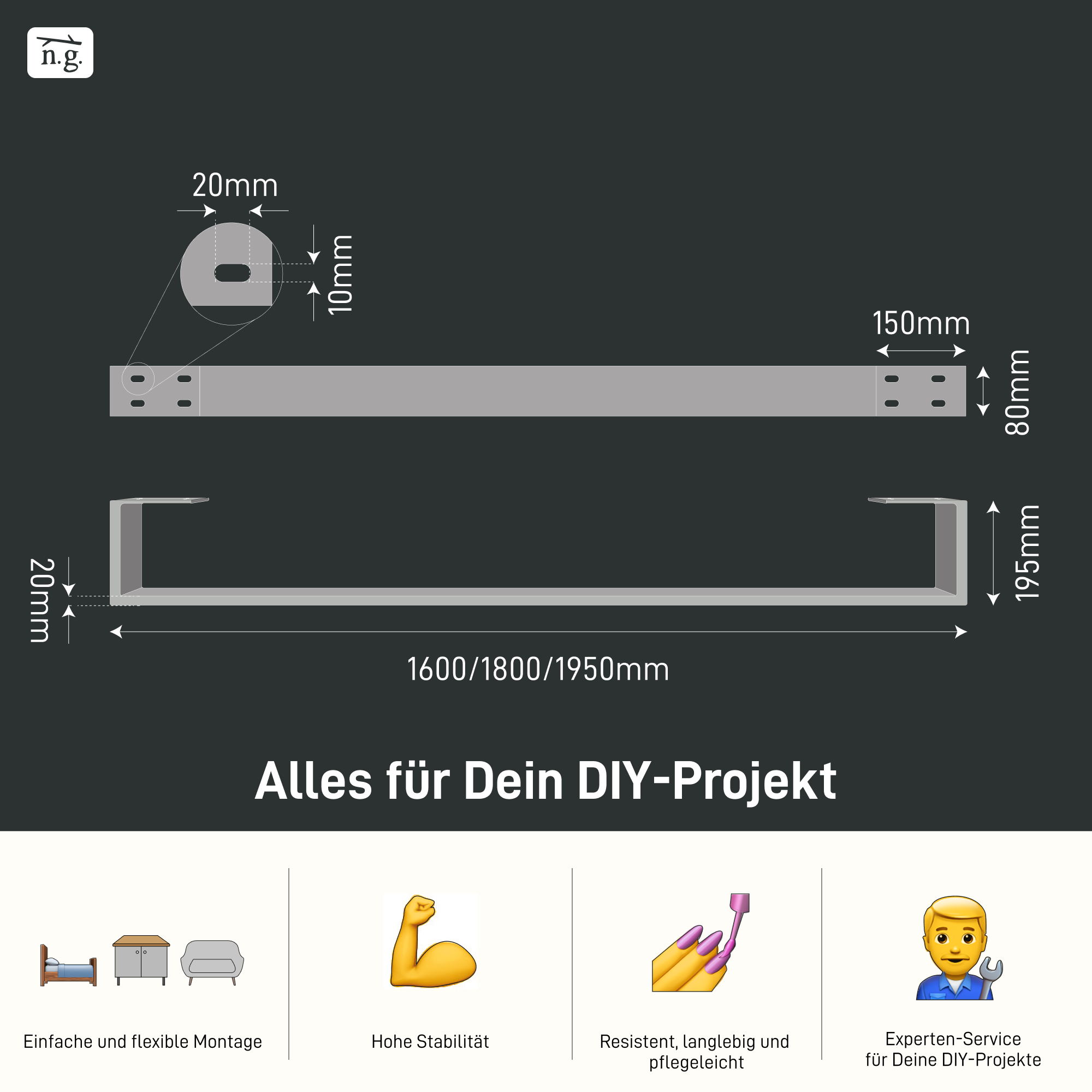 2er Set Bettkufen RECHTECK